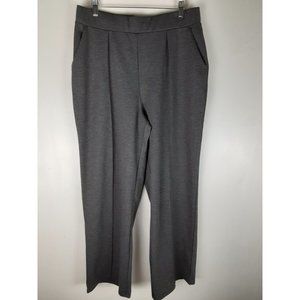 H&M Women's Gray Pleated Ponte Knit High Waist Pull On Wide Leg Pants Stretch L